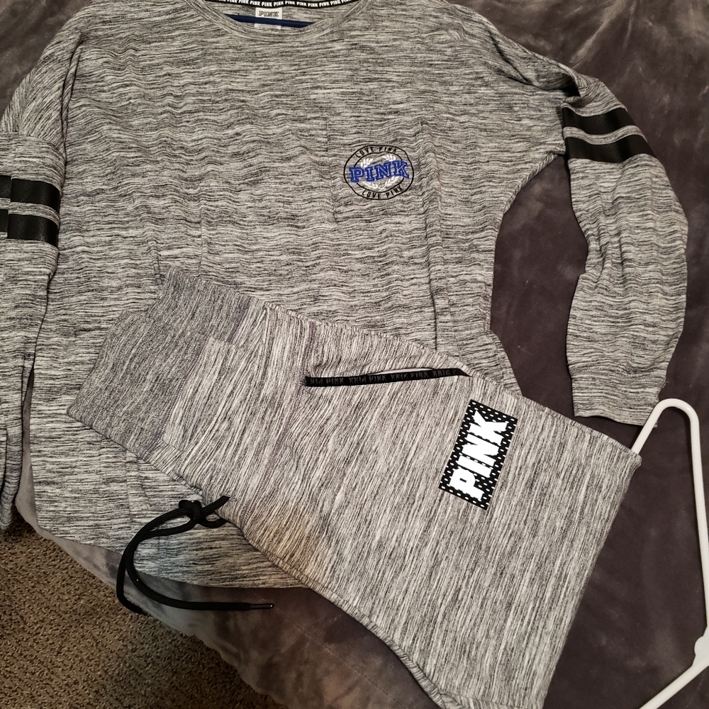 Victoria's Secret PINK Gray Sweatsuit New
